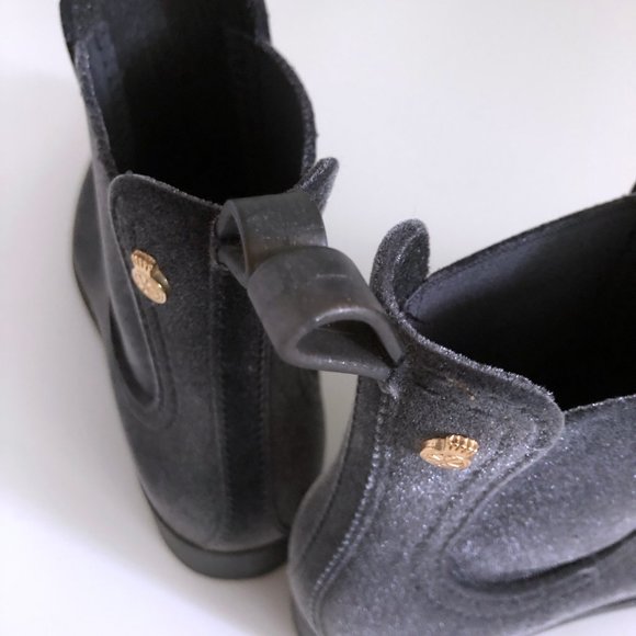 Lemon Jelly rubber boots ☂️ charcoal grey velvet texture! Sz 38 - Picture 5 of 8